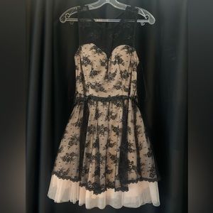 Pink w/ black lace short dress
